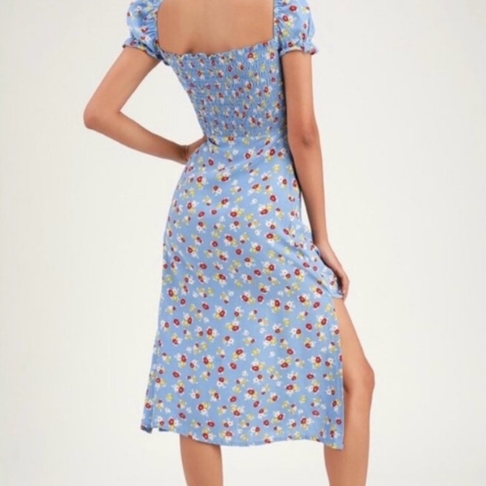 Faithfull the Brand Blue Off-the-Shoulder Puff Sleeve Sundress - Picture 5 of 5